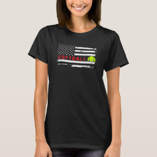 Softball American Flag Pitcher USA Lover Baseball T-Shirt