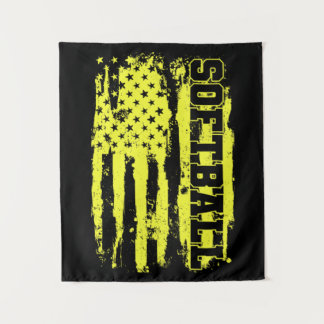 Softball American Flag Softball Player Tapestry