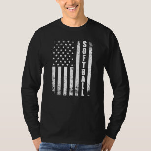 Softball American Flag Usa Sport Patriotic Softbal T-Shirt