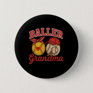 Softball And Baseball Lover Grandma Perfect Mother 6 Cm Round Badge