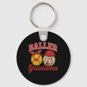 Softball And Baseball Lover Grandma Perfect Mother Key Ring