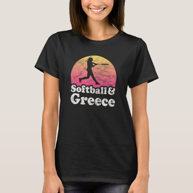 Softball And Greece Women Or Girls T-Shirt (Front)