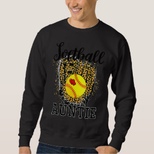 Softball Auntie Leopard Game Day Aunt Mother Softb Sweatshirt