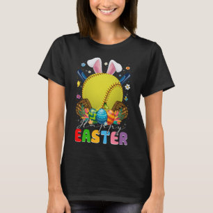 Softball Ball & Bats Bunny Ears Easter Day Boys Ki T-Shirt