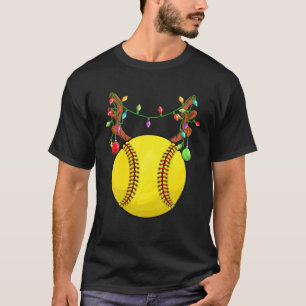 Softball Ball Reindeer Antler Christmas Ornament P T-Shirt