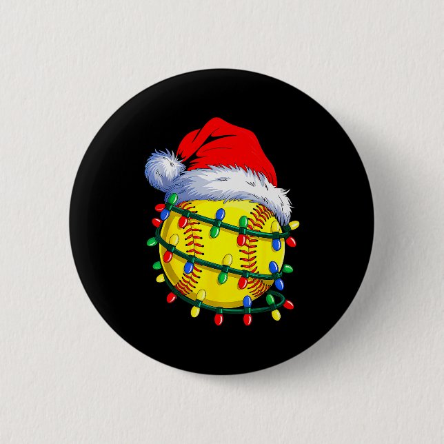 Softball Ball Santa Hat Christmas Softball Xmas Li 6 Cm Round Badge (Front)