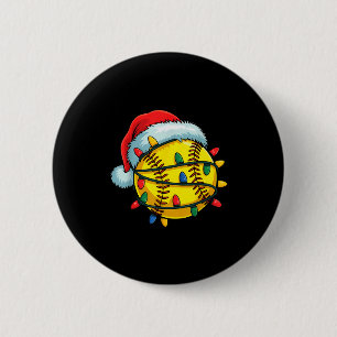 Softball Ball Santa Hat Christmas Softball Xmas Li 6 Cm Round Badge