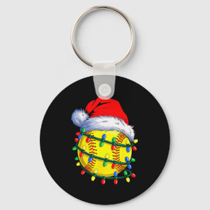 Softball Ball Santa Hat Christmas Softball Xmas Li Key Ring