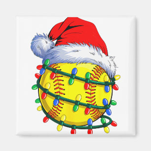 Softball Ball Santa Hat Christmas Softball Xmas Li Magnet