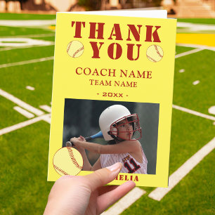 Softball Ball Sports Photo Coach  Thank You Card