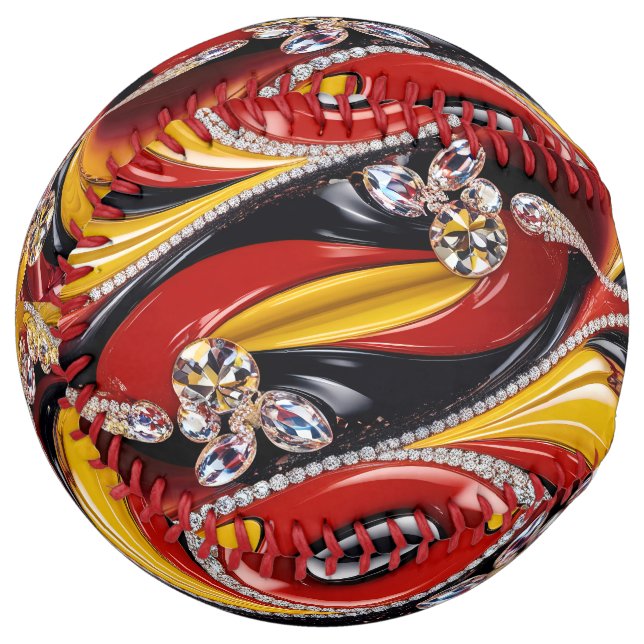 Softball ball with Belgian Colours Design (Front Left)