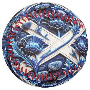 Softball ball with Scottish Thistles Design