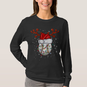 Softball Balls Christmas Funny Santa Hat Reindeer T-Shirt