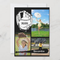 Softball/Baseball 3 Photo Collage Black