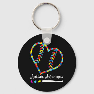 Softball Baseball Autism Awareness Premium Key Ring