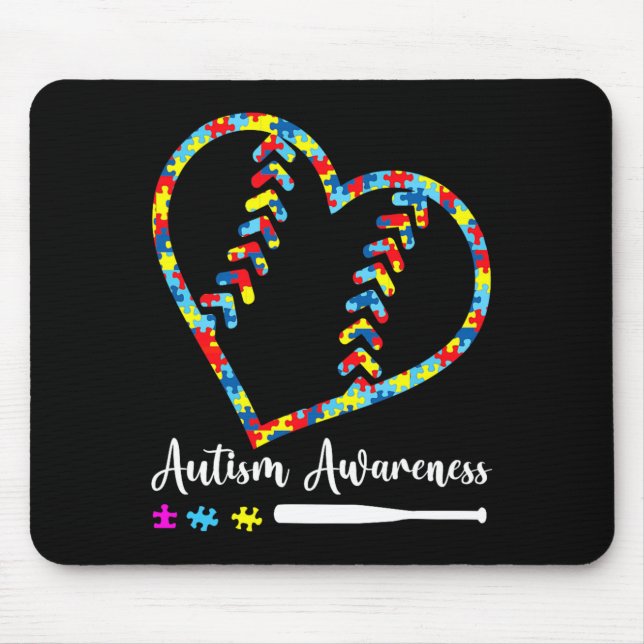 Softball Baseball Autism Awareness Premium Mouse Pad (Front)