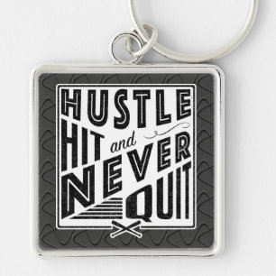 Softball Baseball Hustle Hit Quote Key Ring