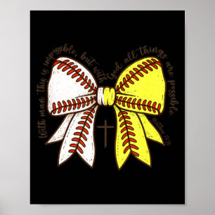 Softball Baseball Mom Bow Christian With Man This  Poster