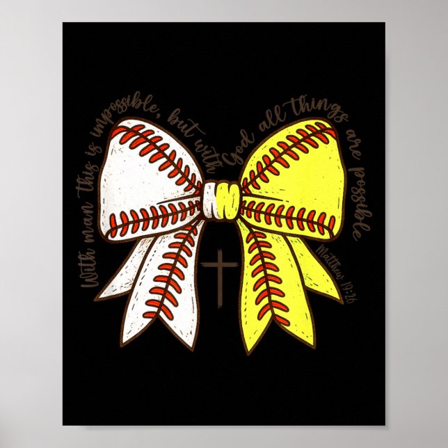 Softball Baseball Mom Bow Christian With Man This  Poster (Front)