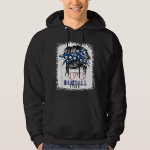 Softball Baseball Mom Messy Bun Mother's Day Mothe Hoodie