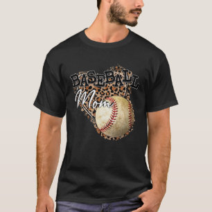 Softball Baseball Mum Leopard Mother's Day T-Shirt