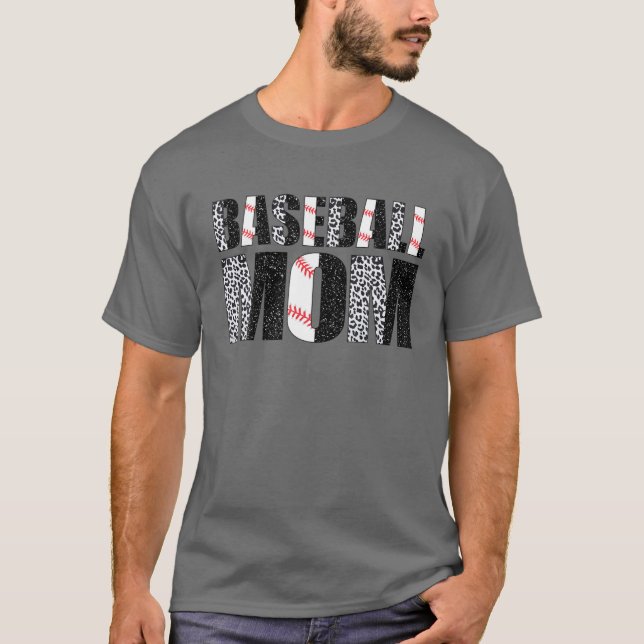 Softball Baseball Mum Leopard Tee Mother's Day (Front)