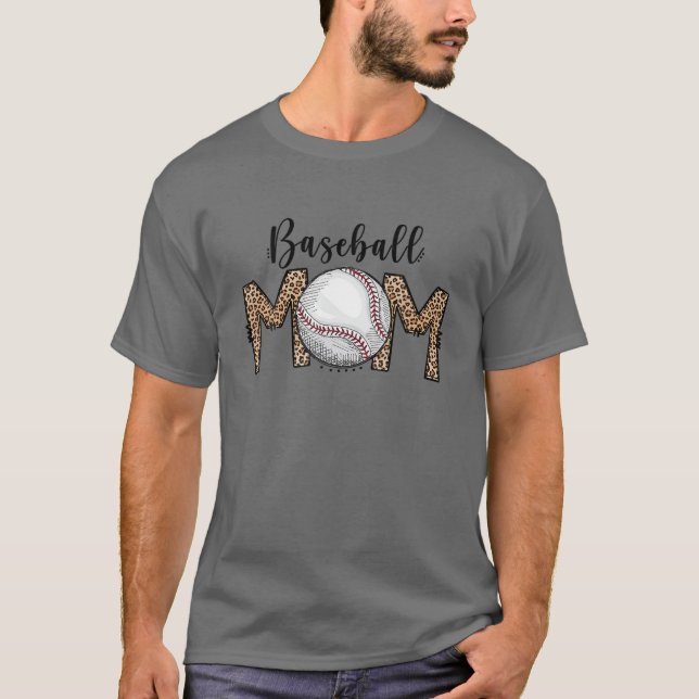 Softball Baseball Mum Leopard Tee Mother's Day 202 (Front)