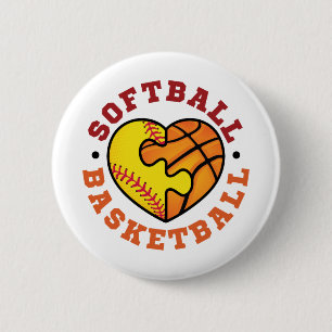 Softball Basketball Heart 6 Cm Round Badge