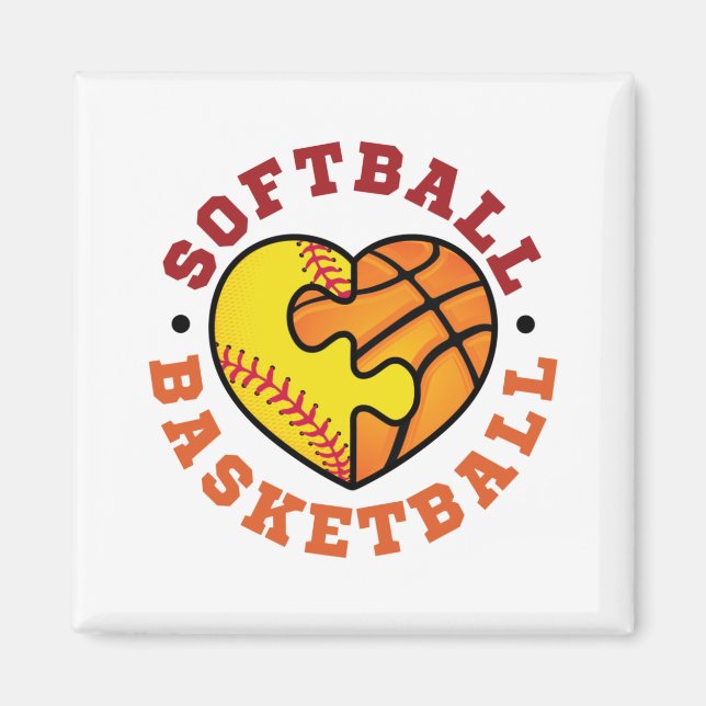 Softball Basketball Heart Magnet (Front)