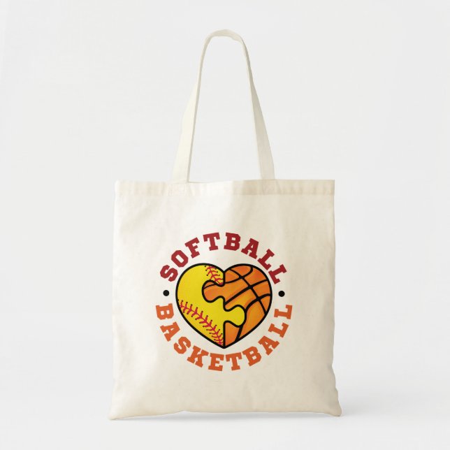 Softball Basketball Heart Tote Bag (Front)