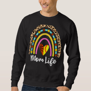 Softball Basketball Mum Boho Rainbow Softball Bask Sweatshirt