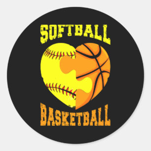 Softball basketball sports heart activity hobby f classic round sticker