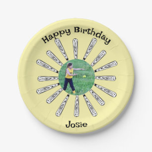 Softball Bat Flower  Paper Plate