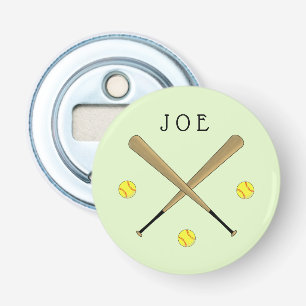 Softball bats personalised green bottle opener