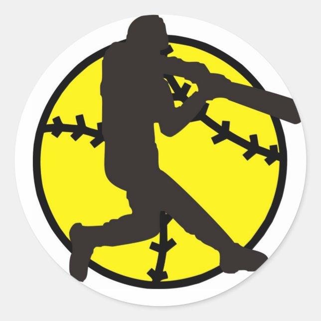 softball batter classic round sticker (Front)
