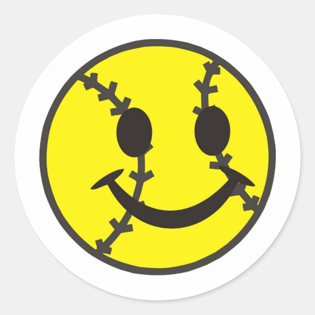 Softball Be Happy Classic Round Sticker (Front)