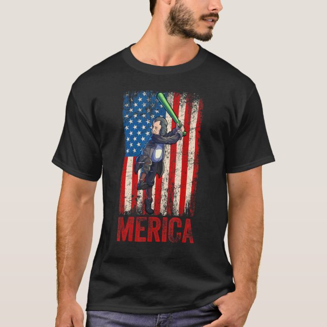 Softball Benjamin Franklin 4th Of July Women Ameri T-Shirt (Front)