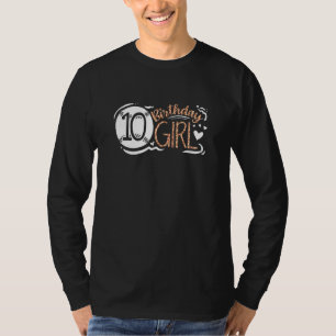 Softball Birthday Girl 10th Leopoard Pattern Girls T-Shirt