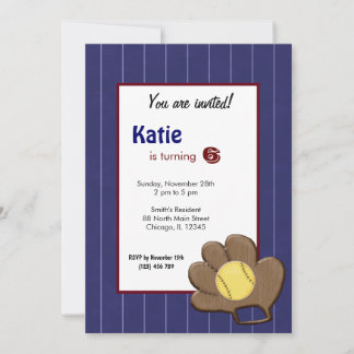 Softball Birthday Invitation