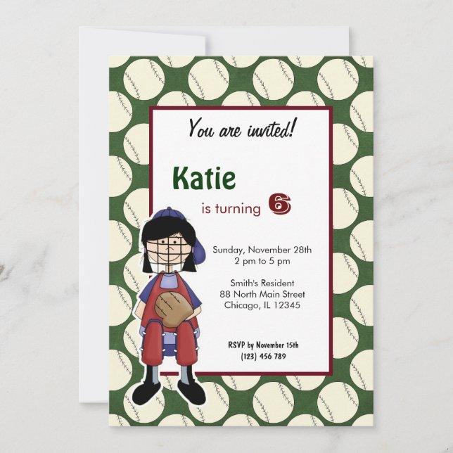 Softball Birthday Invitation (Front)