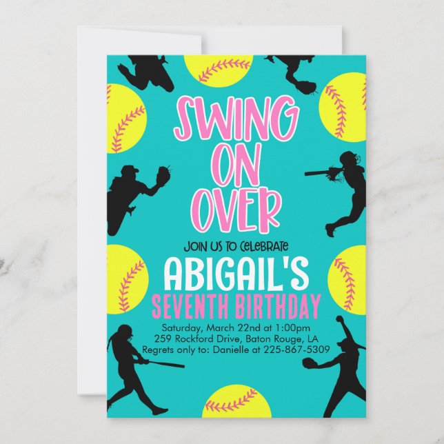 Softball Birthday Invite (Front)