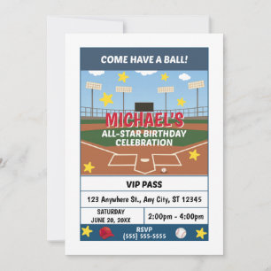 Softball Birthday Party Invitation