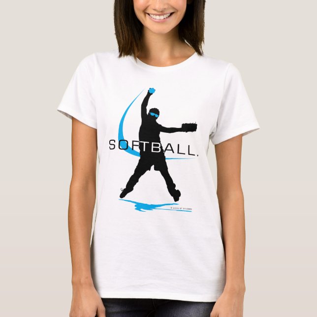 Softball Blue Pitcher Softball T-Shirt (Front)