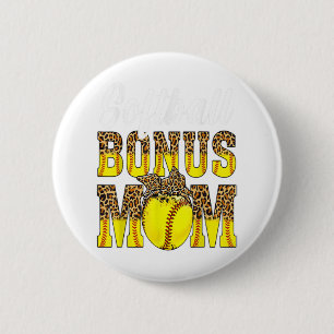 Softball Bonus Mum Game Day Women Leopard Mothers 6 Cm Round Badge