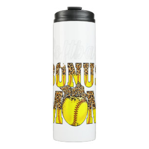 Softball Bonus Mum Game Day Women Leopard Mothers Thermal Tumbler