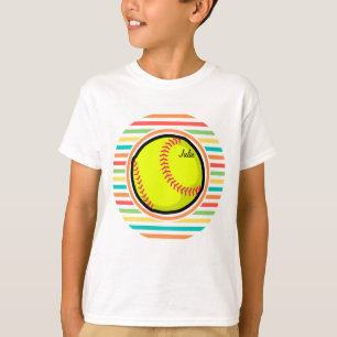 Softball; Bright Rainbow Stripes T-Shirt