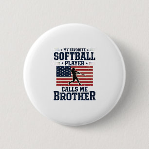 Softball Brother Patriotic Vintage Engraving Shirt 6 Cm Round Badge