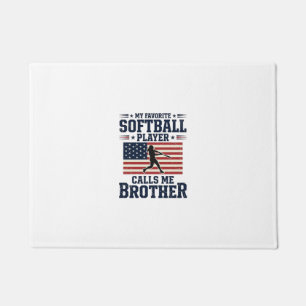 Softball Brother Patriotic Vintage Engraving Shirt Doormat