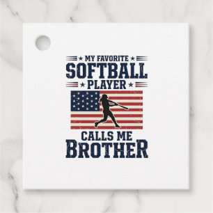 Softball Brother Patriotic Vintage Engraving Shirt Favour Tags