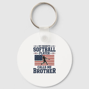 Softball Brother Patriotic Vintage Engraving Shirt Key Ring